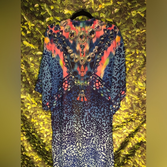 Vibrant Blue and Pink Animal Print Kimono - Picture 10 of 16